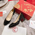 LOUBI DÉCOLLETÉ PUMPS IN BLACK CALFSKIN