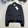 GG V-Neck Long Sleeve Cardigan Black Beige Monogram