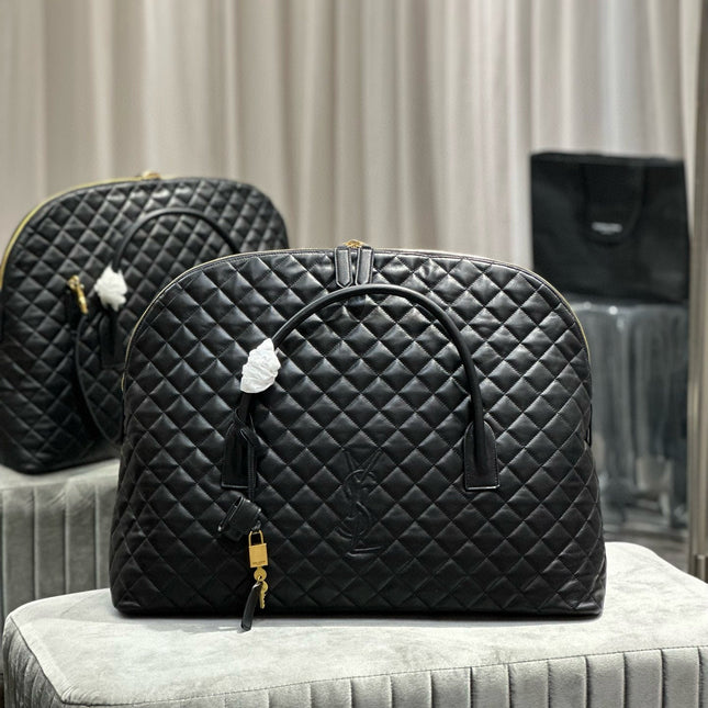ES GIANT 56 BLACK COWHIDE LEATHER TRAVEL BAG