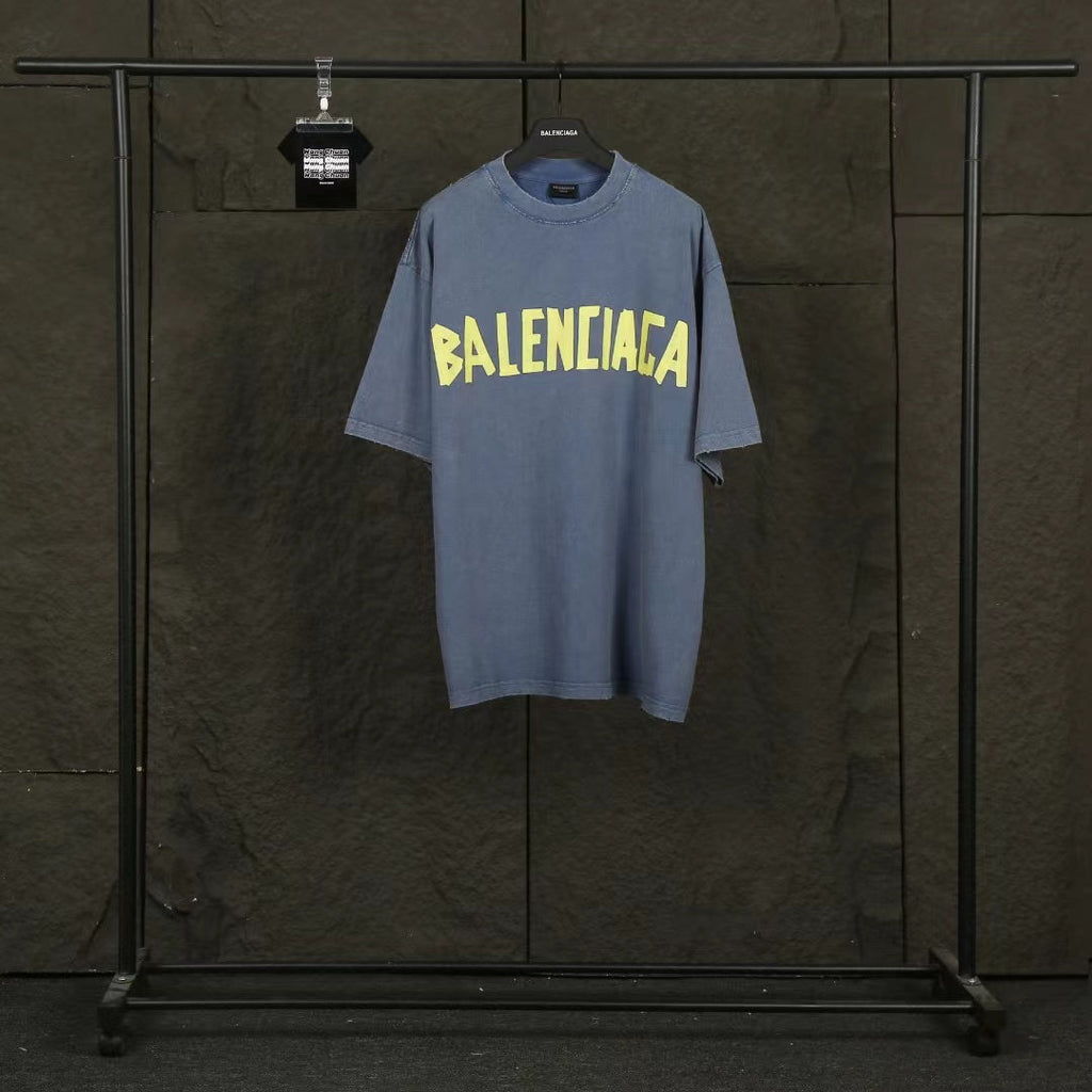 Balen Vintage Logo Blue Jersey T-Shirt