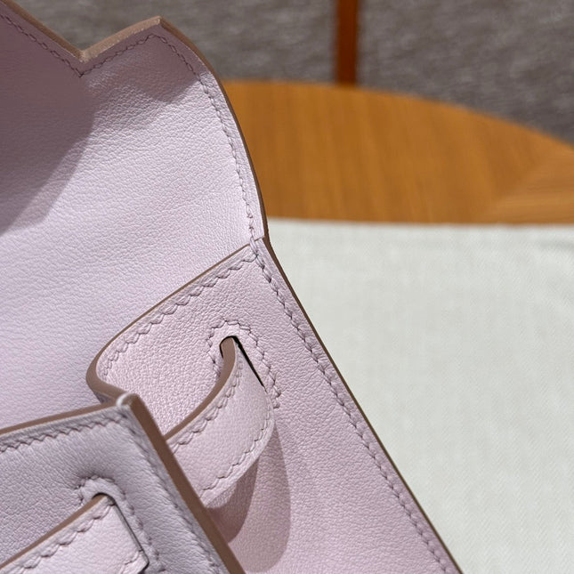 HM KELLY POCHETTE 22 IN LIGHT PINK CALFSKIN SILVER HARDWARE