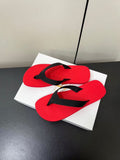 THE ROW THICK-SOLED FLIP FLOPS IN RED RUBBER