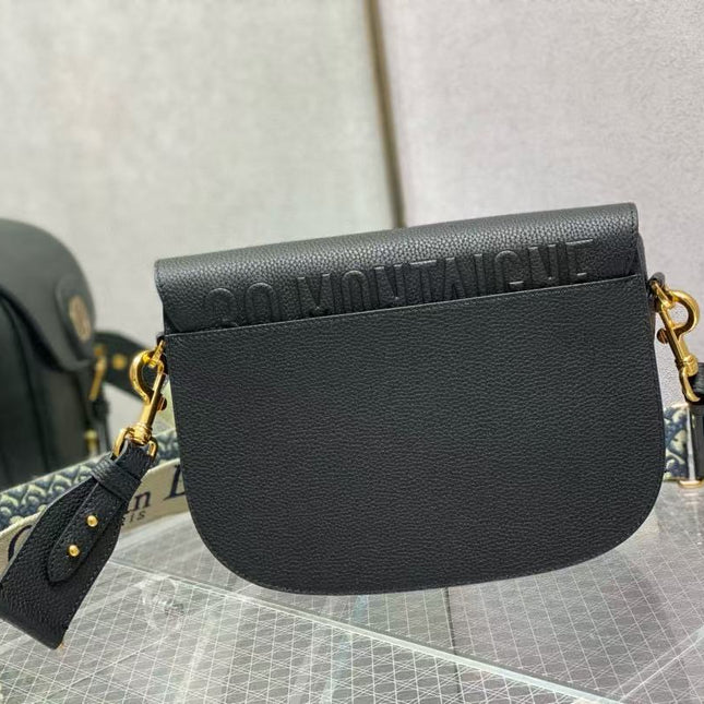 CD BOBBY EAST-WEST 27 BAG IN BLACK CALFSKIN GOLD HARDWARE