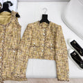 CC VEST IN YELLOW MIX BROWN TWEED