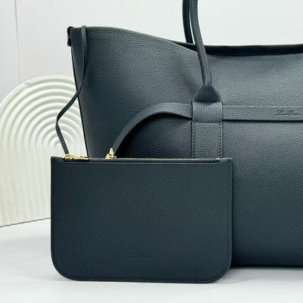 LP GHIERA SHOPPER BAG 40 IN BLACK CALFSKIN