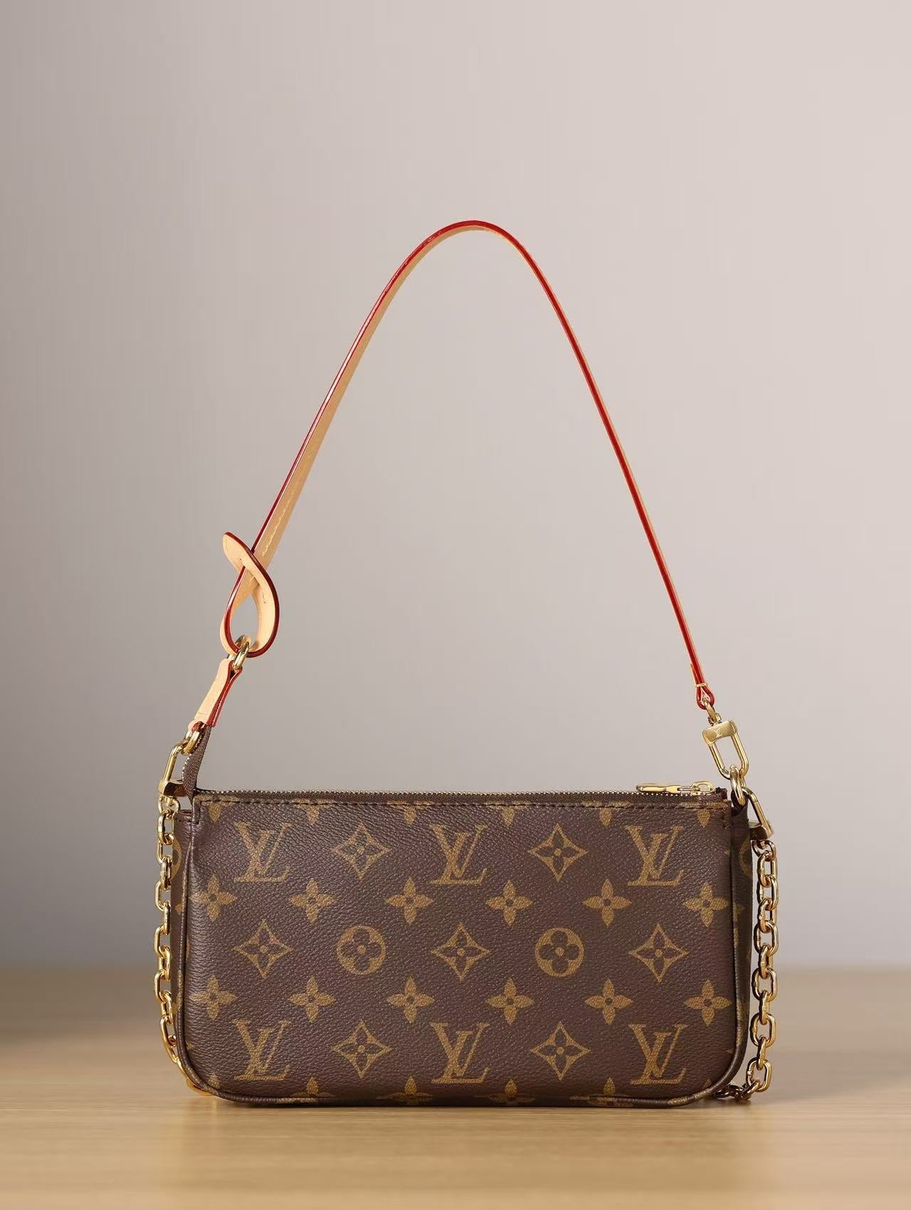 LV POCHETTE ACCESSOIRES BAG 23 IN BROWN MONOGRAM CANVAS