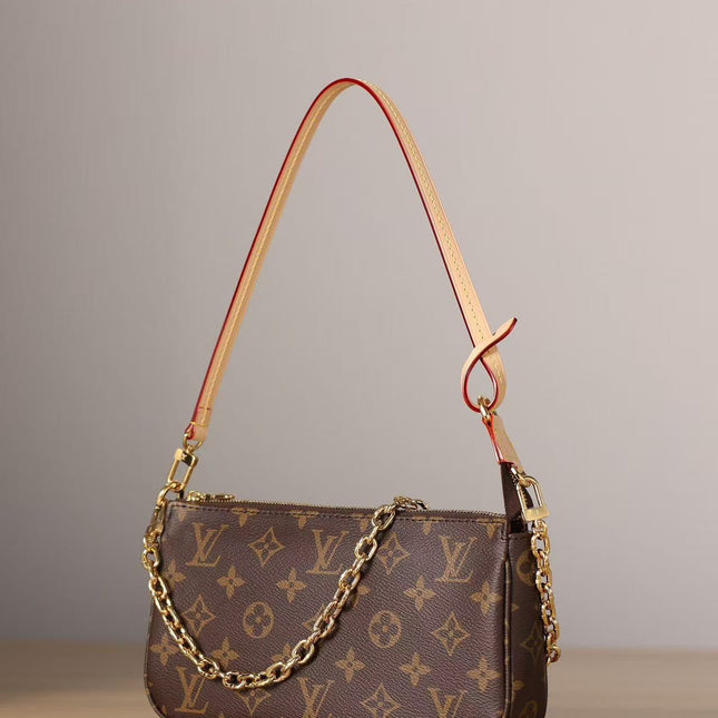 LV POCHETTE ACCESSOIRES BAG 23 IN BROWN MONOGRAM CANVAS