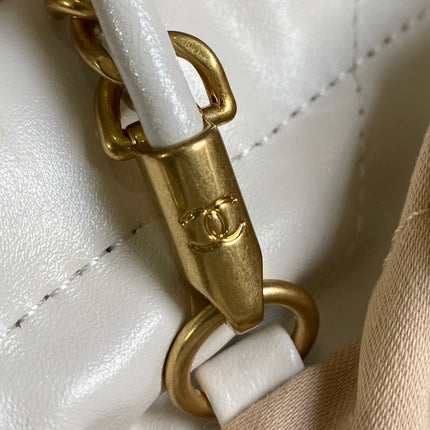 CC MINI 20 HANDBAG IN WHITE CALFSKIN GOLD HARDWARE