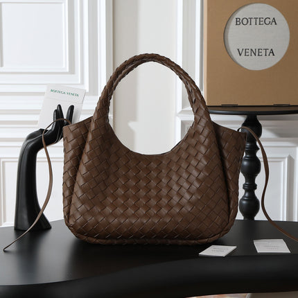 BV CAMPANA MEDIUM SHOULDER BAG 33 IN CHOCOLATE BROWN INTRECCIATO CALFSKIN