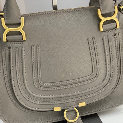 CHLOE MARCIE DOUBLE CARRY BAG IN GREY CALFSKIN GOLD HARDWARE