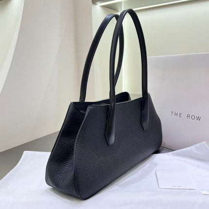 THE ROW ALGER GEOMETRIC SHOULDER BAG 39 IN BLACK CALFSKIN