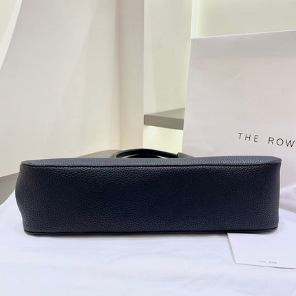 THE ROW ALGER GEOMETRIC SHOULDER BAG 39 IN BLACK CALFSKIN