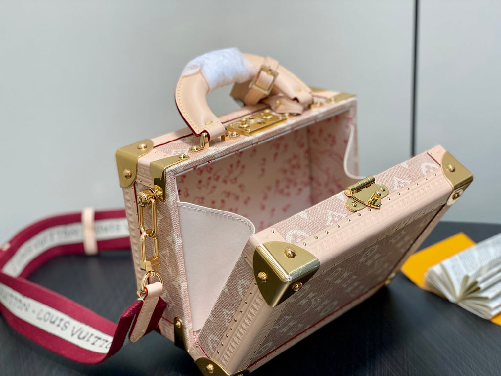 LV TRUNK 22 IN LIGHT PINK CANVAS GOLD HARDWARE