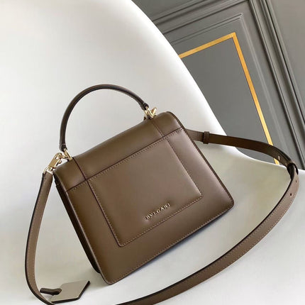 BULGARI SERPENTI FOREVER TOP 20 HANDLE BAG IN BROWN CALFSKIN GOLD HARDWARE