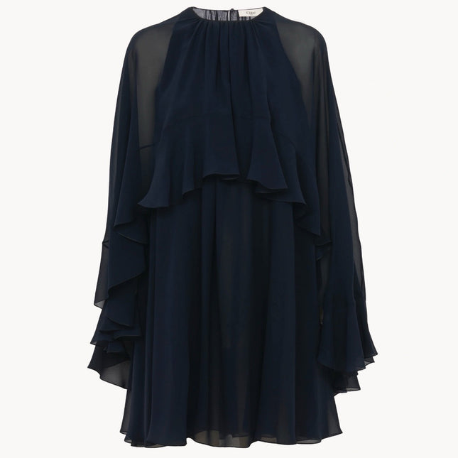 CHLOE FLUID MINI CAPE DRESS