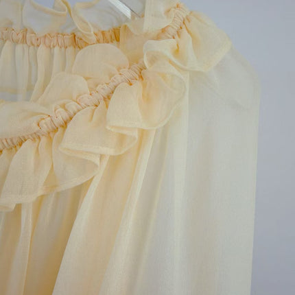 CHLOE TWO-PIECE SET OF RUFFLE-NECK BLOUSE AND CAMISOLE TOP