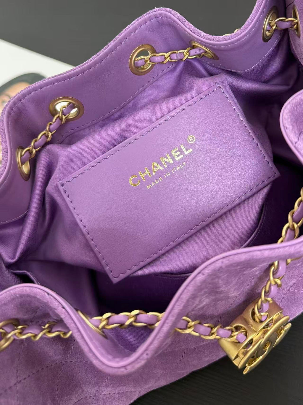 CHANEL 26S HOBO BAG 22 IN PURPLE CALFSKIN