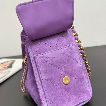 CHANEL 26S HOBO BAG 22 IN PURPLE CALFSKIN