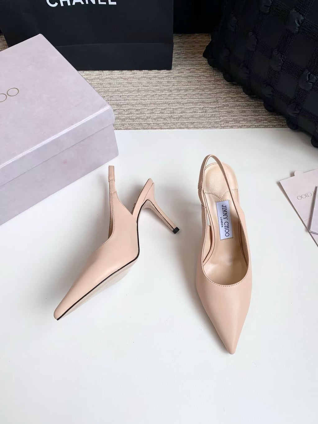 26S SLINGBACK HIGH HEELS 90 MM IN NUDE CALFSKIN