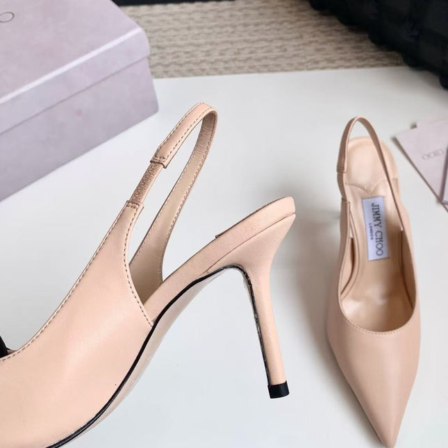 26S SLINGBACK HIGH HEELS 90 MM IN NUDE CALFSKIN