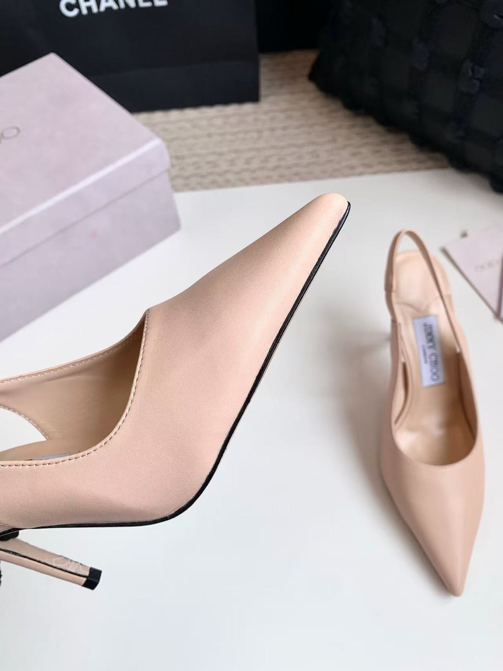 26S SLINGBACK HIGH HEELS 90 MM IN NUDE CALFSKIN