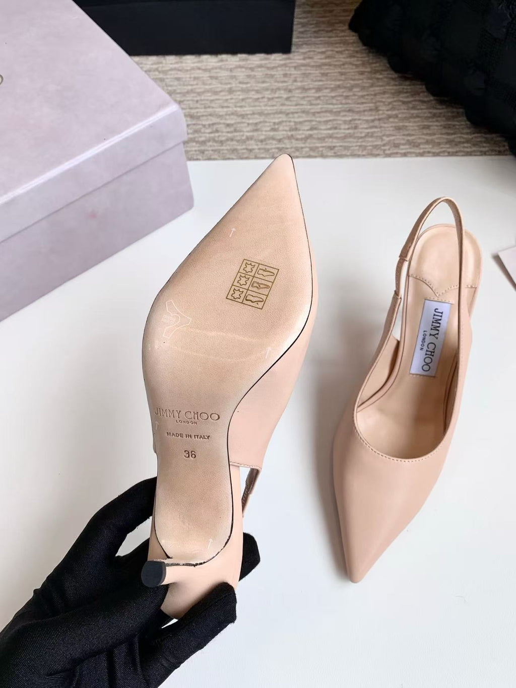 26S SLINGBACK HIGH HEELS 90 MM IN NUDE CALFSKIN