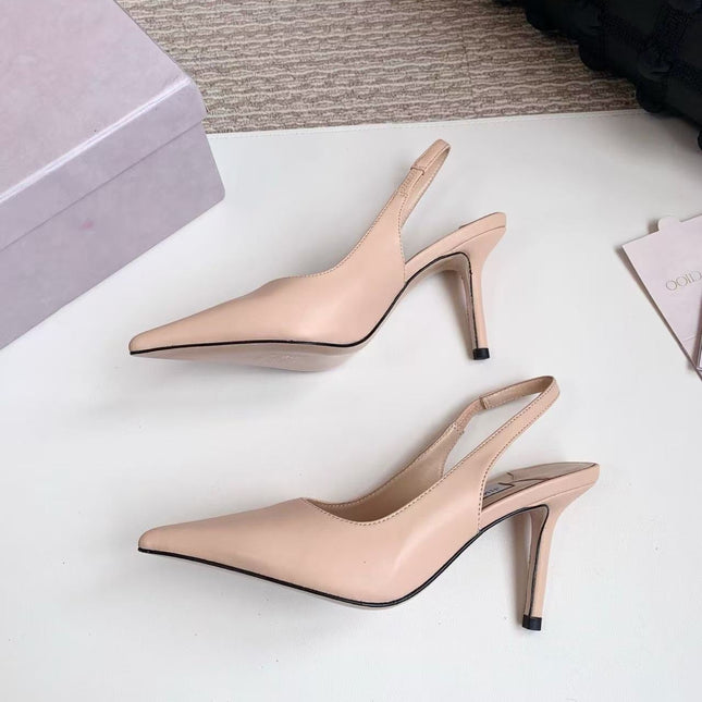 26S SLINGBACK HIGH HEELS 90 MM IN NUDE CALFSKIN