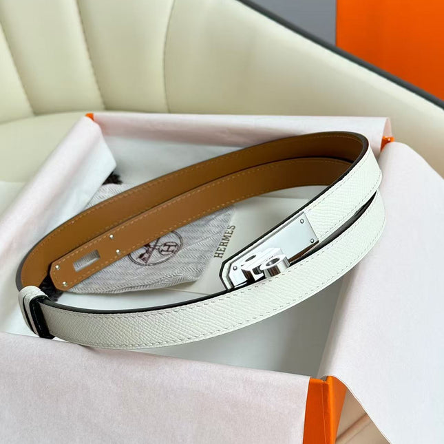 HM 26S KELLY BELT IN WHITE SILVER LOCK HARDWARE 25526
