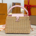 LV 26S CAPUCINES BB BAG 27 PINIC IN  CALFSKIN HARDWARE AND  PINK LOGO