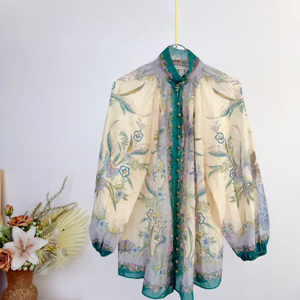 ZIMMERMANN 26 INDRA PRINTED SHIRT AND SHORTS SET STYLE 9626