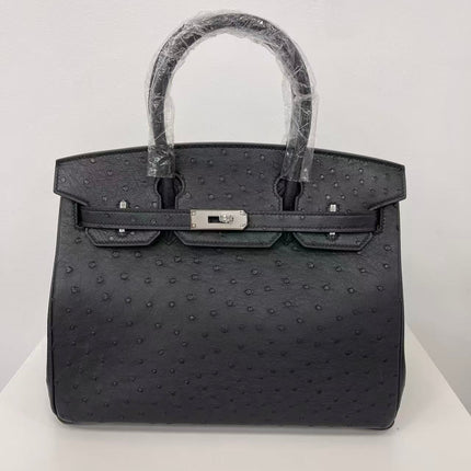 HM 25S BIRKIN 35 CM IN BLACK OSTRICH WITH SILVER PALLADIUM HARDWARE