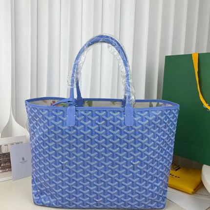 GOYARD GOYARDINE SAINT LOUIS PM TOTE BAG 40 IN BLUE CANVAS