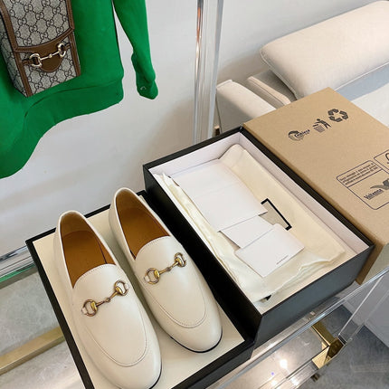 GG LOAFERS MULES WHITE BROWN SOLE