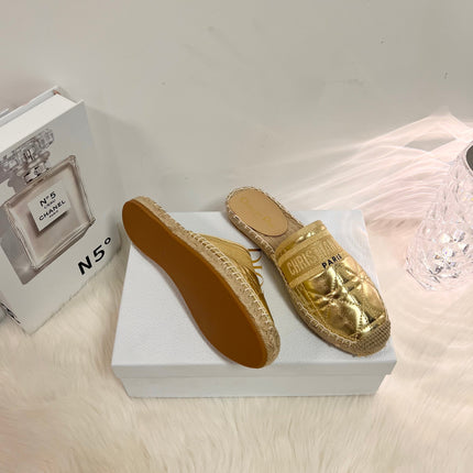GRANVILLE ESPADRILLE MULE GOLD QUILTED CANNAGE CALFSKIN