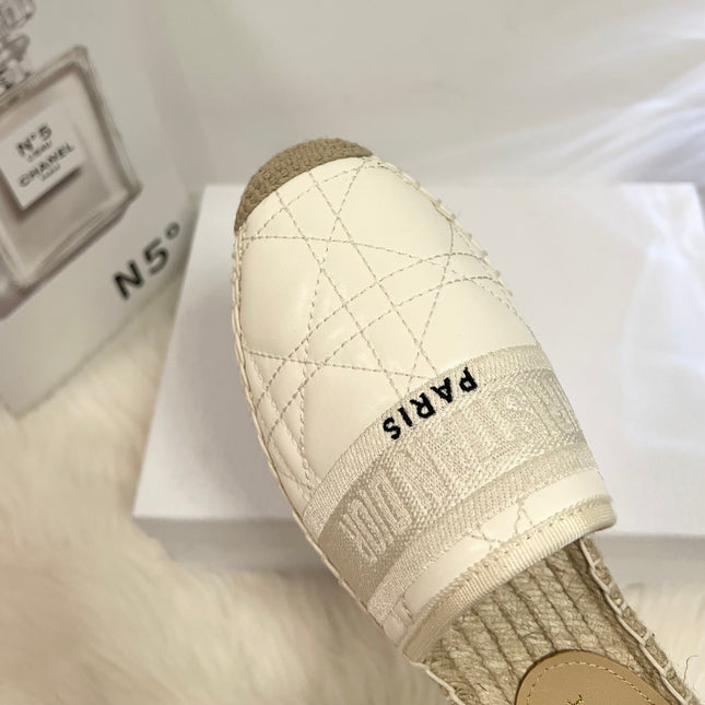 GRANVILLE ESPADRILLE MULE WHITE QUILTED CANNAGE CALFSKIN