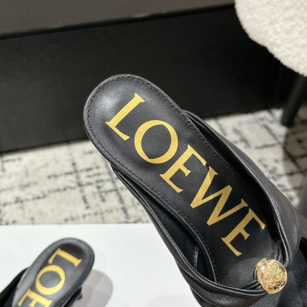 CHLOÉ 26S HIGH-HEELED MULES IN BLACK CALFSKIN