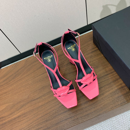 BALMAIN 26S LIP-EMBELLISHED HEELS 105 MM IN PINK CALFSKIN