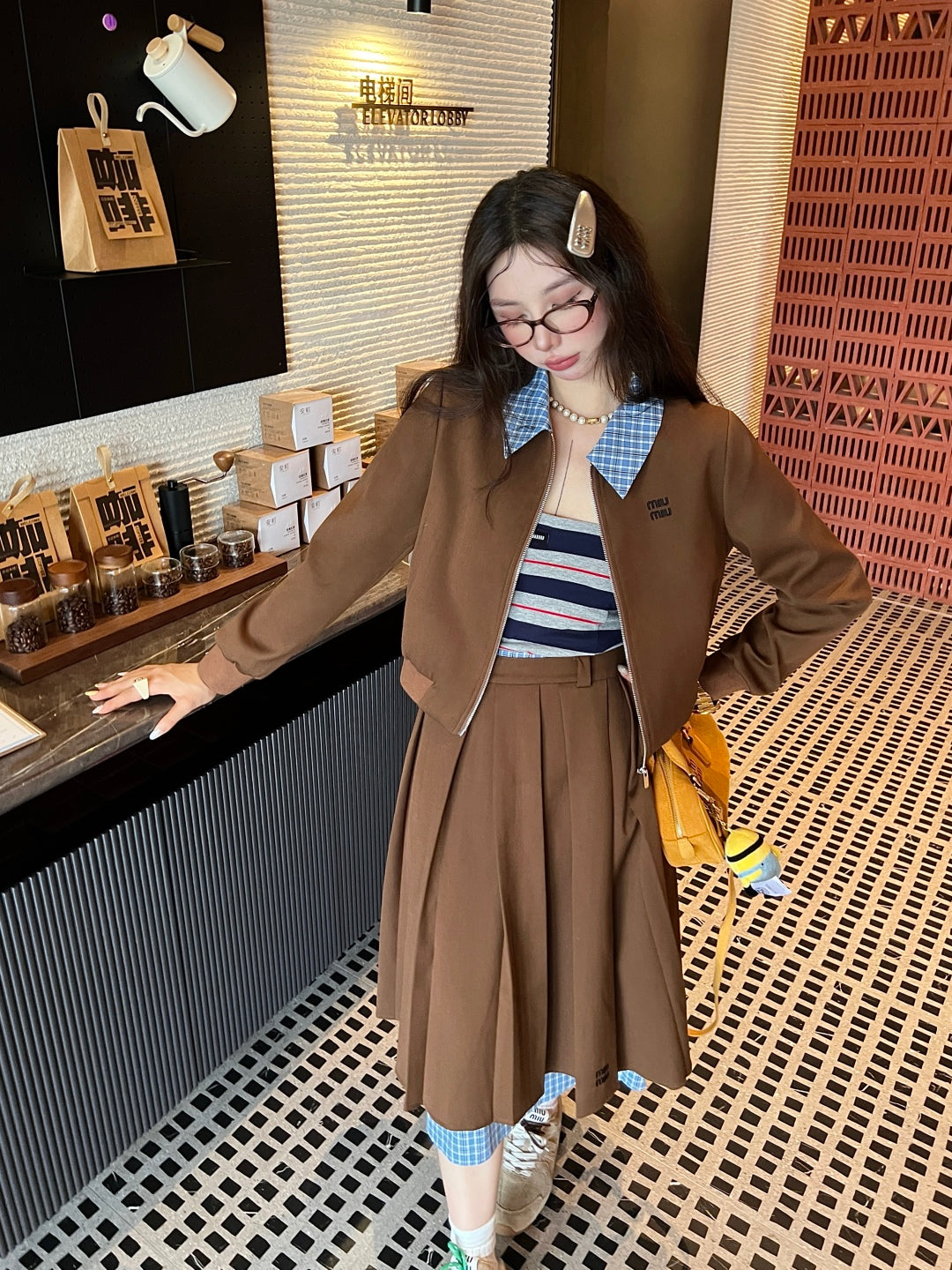 MIUMIU TOP & SKIRT SET STYLE 131