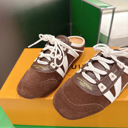 LV 26S MULE SNEAKERS IN DARK BROWN SUEDE