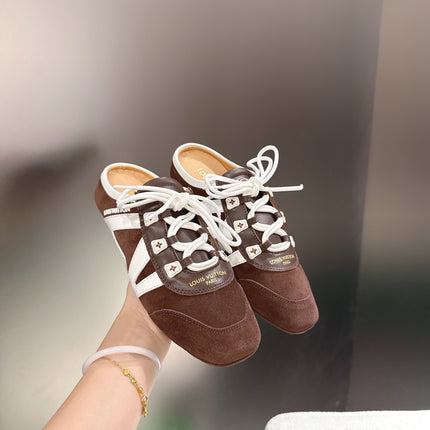 LV 26S MULE SNEAKERS IN DARK BROWN SUEDE