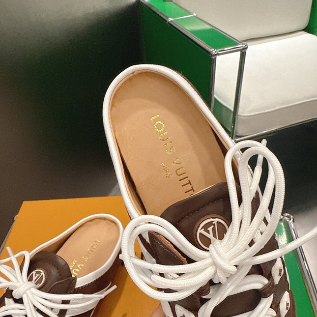 LV 26S MULE SNEAKERS IN DARK BROWN SUEDE
