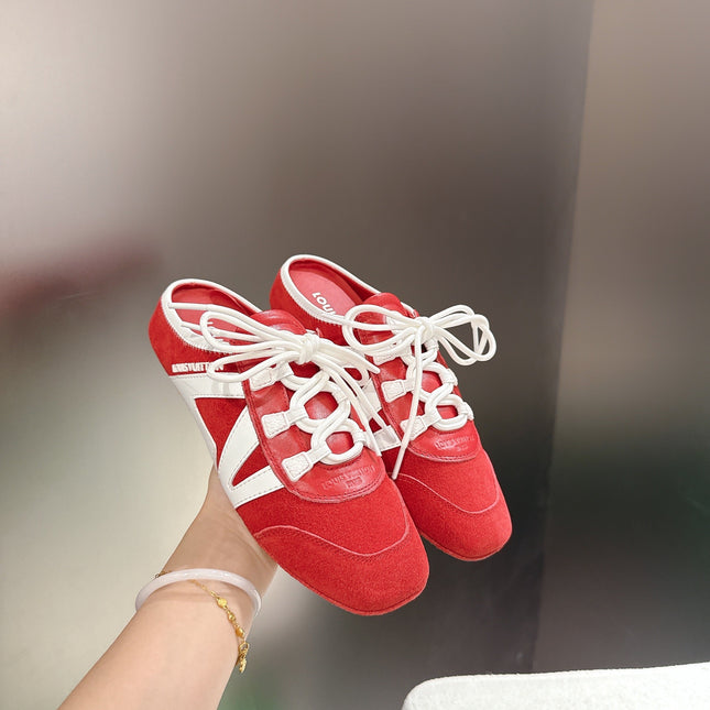 LV 26S MULE SNEAKERS IN RED SUEDE