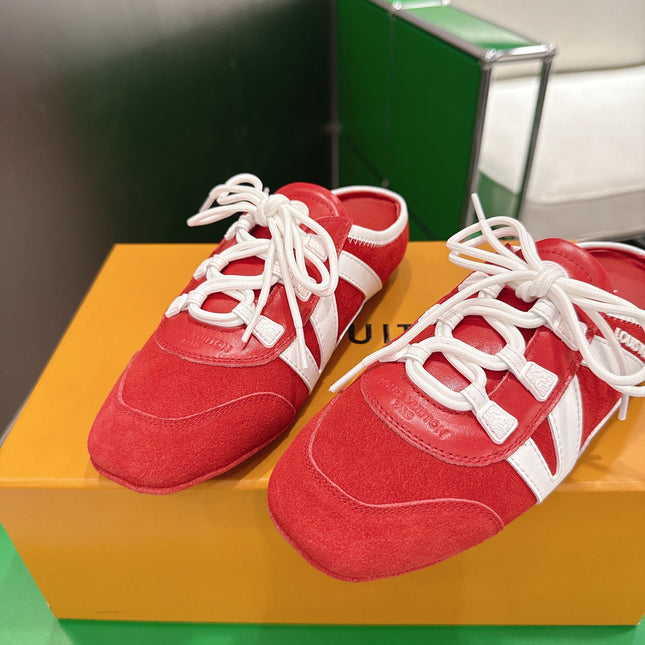LV 26S MULE SNEAKERS IN RED SUEDE