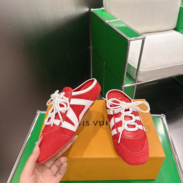 LV 26S MULE SNEAKERS IN RED SUEDE