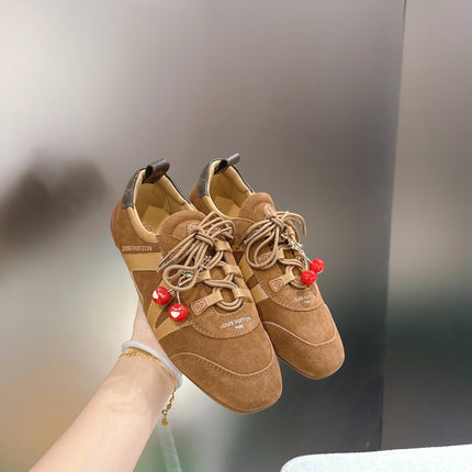 LV 26S SNEAKERS IN DARK BROWN SUEDE WITH CHERRY CHARM