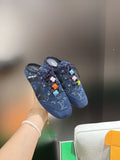 LV 26S MULE SNEAKERS IN BLUE DENIM AND SUEDE WITH FLOWER CHARM