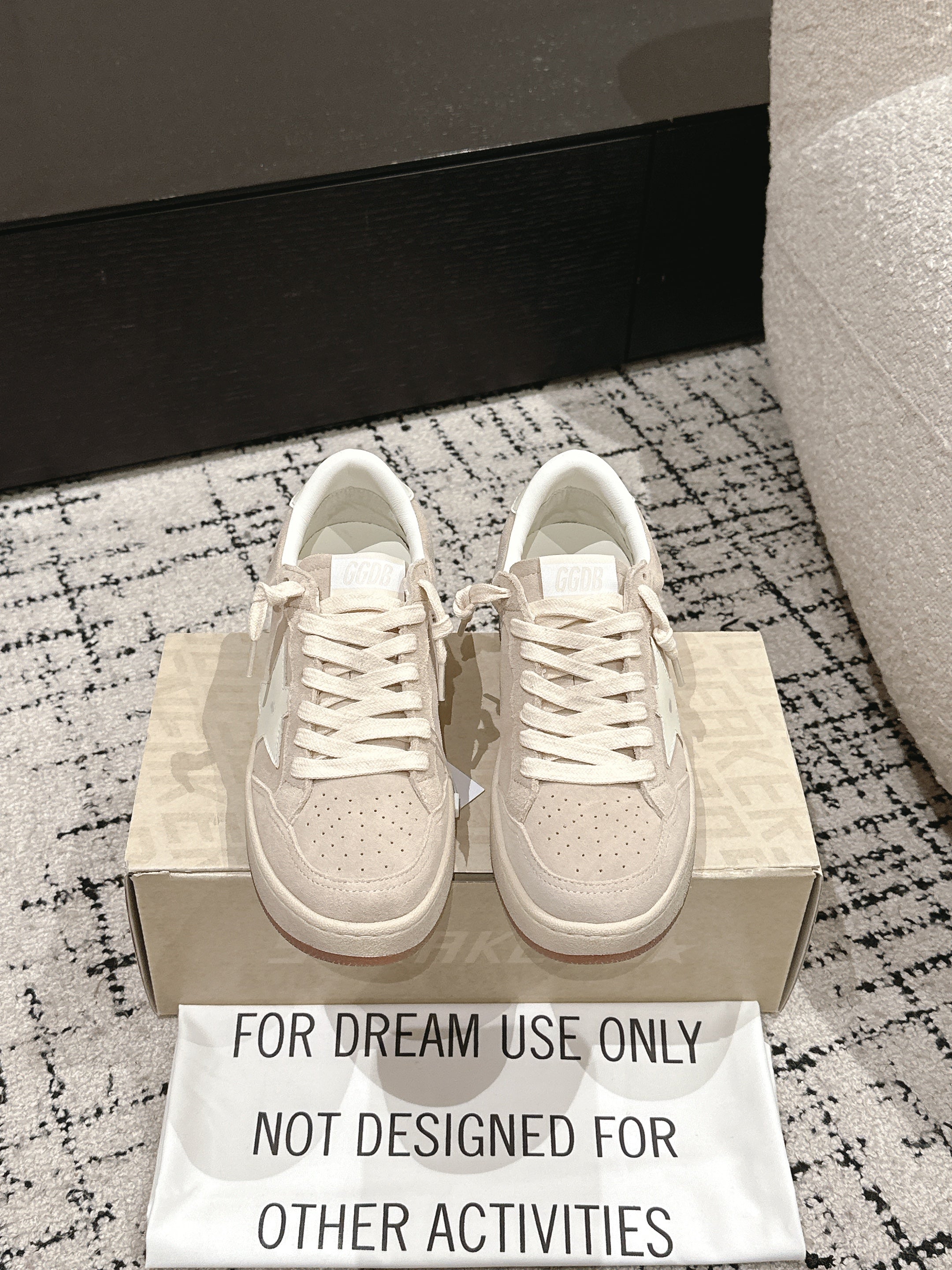 BALL STAR 2 SNEAKERS WITH WHITE CALFSKIN STAR BEIGE SUEDE UPPER