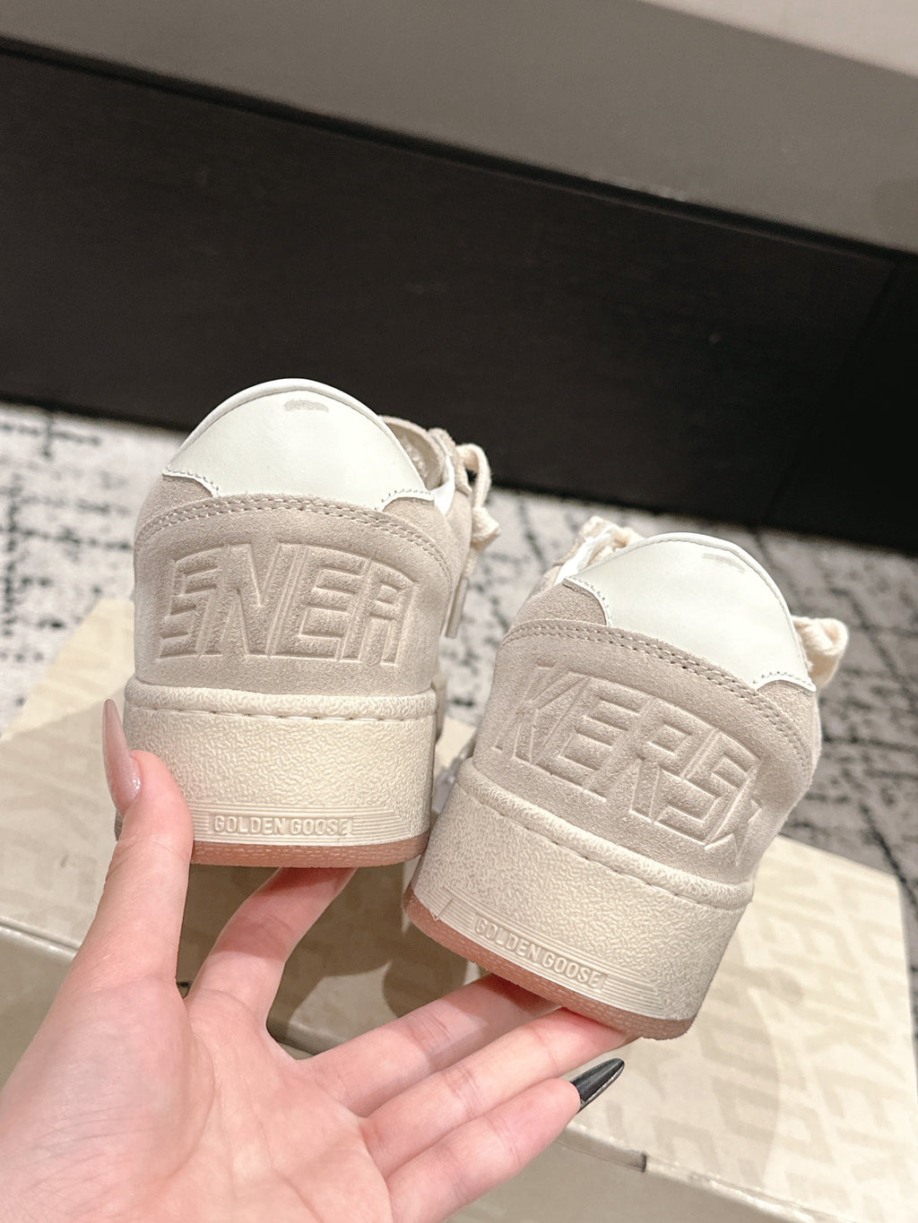 BALL STAR 2 SNEAKERS WITH WHITE CALFSKIN STAR BEIGE SUEDE UPPER