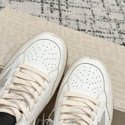 BALL STAR 2 SNEAKERS IN WHITE CALFSKIN GREY SUEDE STAR AND BLACK HEEL TAB