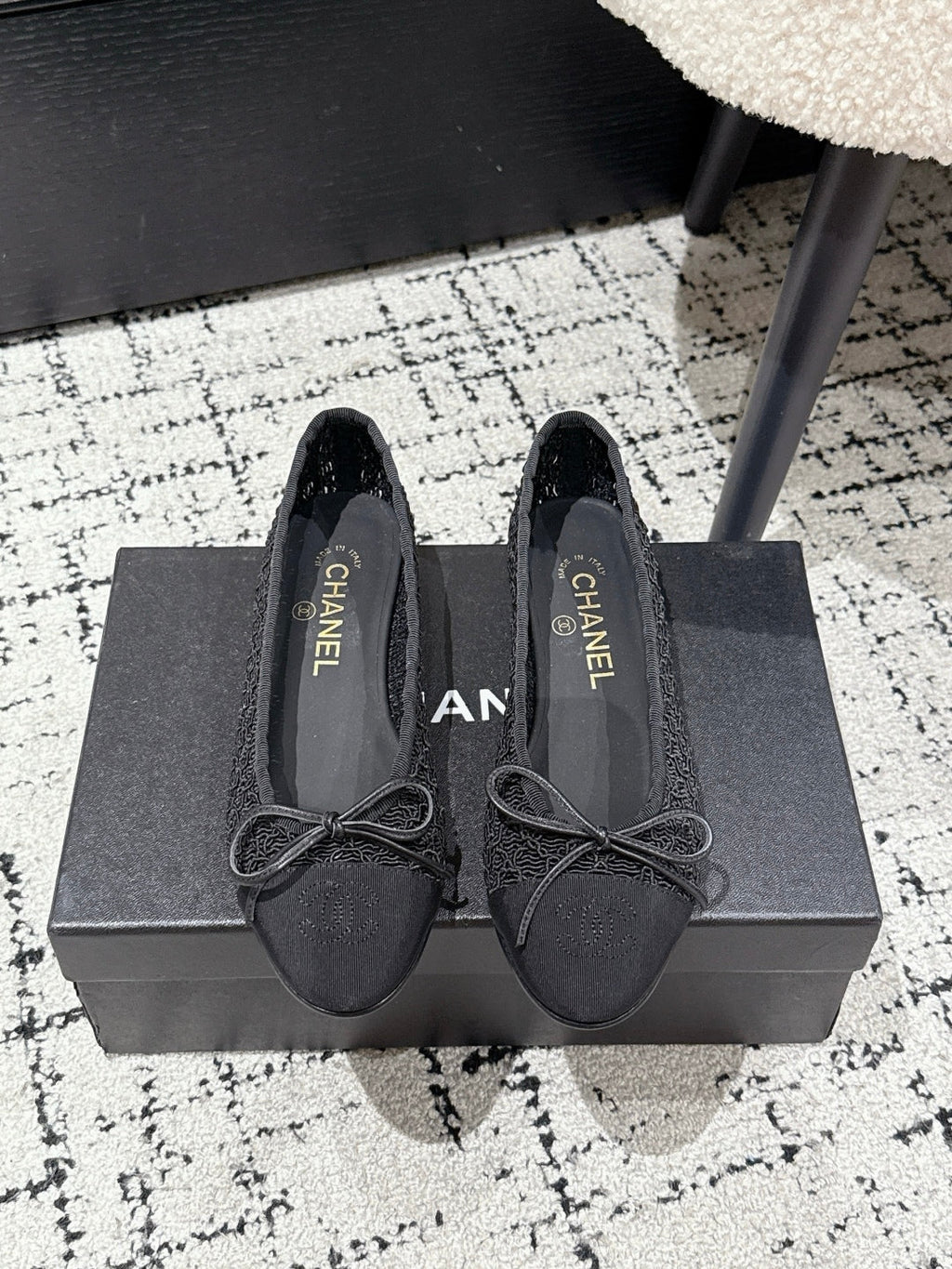 BALLET FLAT 25S IN BLACK TWEED
